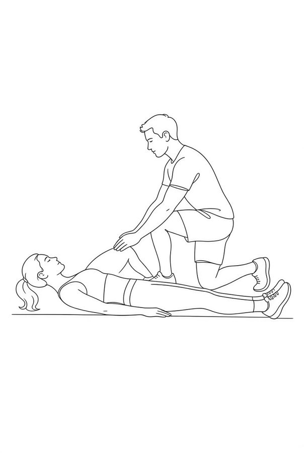 Posture plate: Supine Neutral. Instructional line-art side view in athletic clothing. Both figures shown in the position.